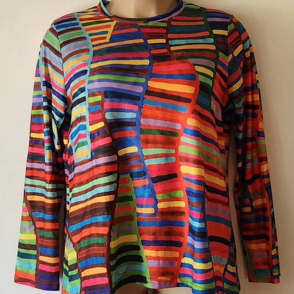 Bright colors long sleeve tee sz XXL stripes EUC - Picture 1 of 1